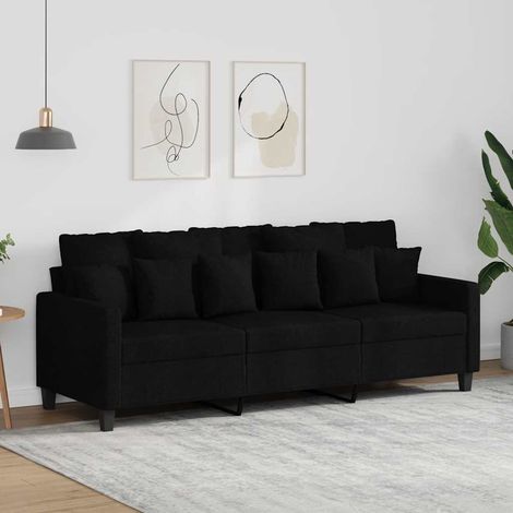 Sofá de 3 plazas de tela negro 180 cm