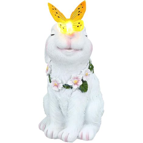 Statue De Lapin Résine avec Éclairage Solaire Décoration De Jardin Adorable pour Extérieur Ornement De Bunny pour Pelouse Et Jardin (1/5)