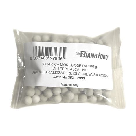 Ricarica monodose da 100 g con sfere alcaline per neutralizzatore di condensa acida per caldaie DH