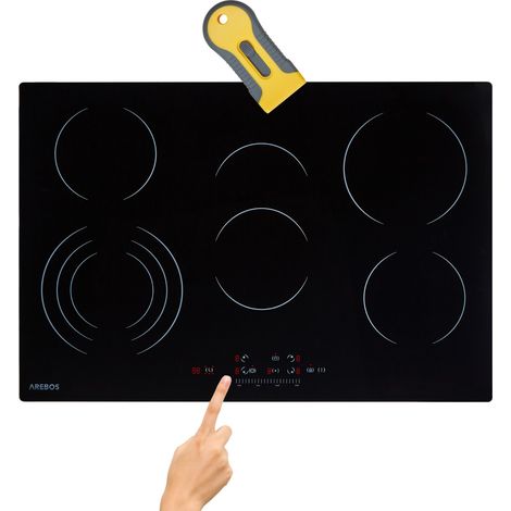 AREBOS ® Glaskeramikkochfeld 8700 W 5 Kochfelder 77 cm autark inkl. Dreiringzone und Bräterzone mit Sensor Touch Kindersicherung Überhitzungsschutz Autoabschaltung (1/5)