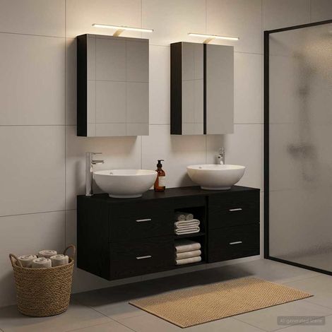 vidaXL Bathroom Furniture Set 5 pcs Black Oak (1/5)