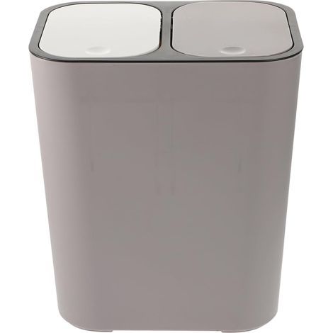 Doppelter Badezimmer-Abfalleimer mit 2 Fächern – Pedaldeckel – Strapazierfähiges Material – Stilvolles Design für kleine Badezimmer (1/5)
