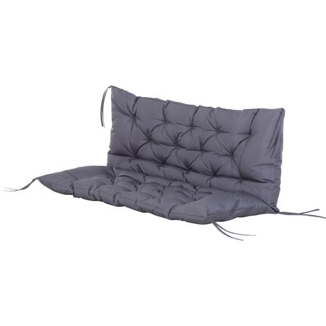 Coussin Matelas Assise Dossier pour Banc de Jardin balancelle canapé 2 Places Grand Confort 132 x 110 x 10 cm Gris