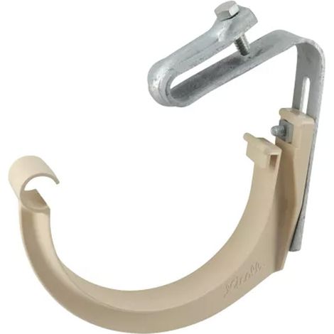 Crochet monté avec étrier à visser - Sable - pour gouttière PVC demi-ronde de 25 - Nicoll