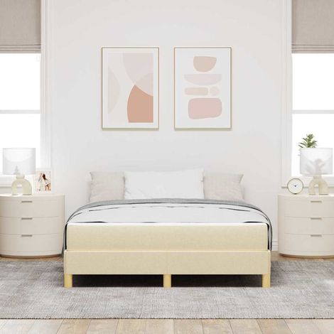 vidaXL Lit à ressorts avec matelas Crème 140 x 200 cm tissu (1/4)