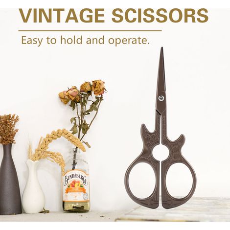 Ciseaux de couture vintage en acier inoxydable, outil de coupe classique pour loisirs créatifs (2) (1/5)