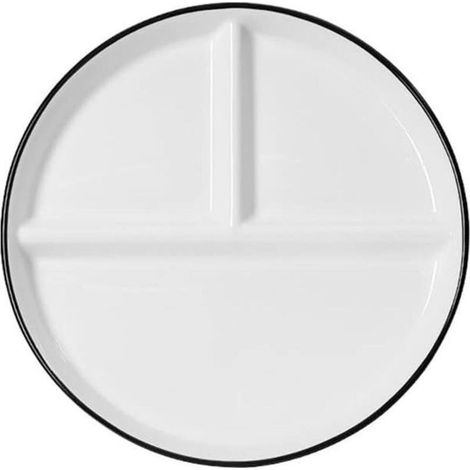 Assiette Compartiment Adulte en Céramique, Divisée en 3 pour Controle des Portions, Régime, Salade, Dessert, Nouille, Bifteck, Petit Déjeuner (1/5)