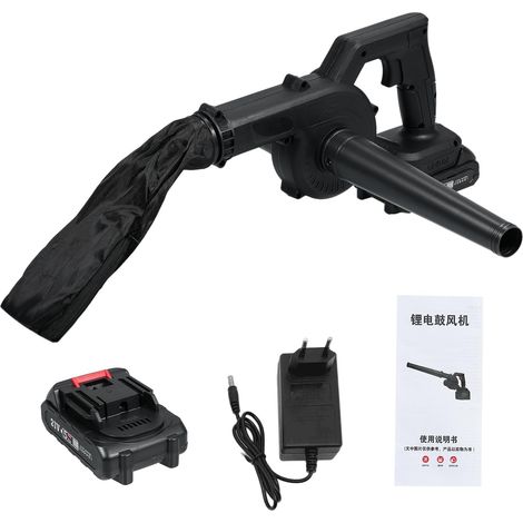 Soffiatore e aspiratore elettrico 2 in 1, soffiatore portatile per foglie da 21 V con 2 batterie e caricabatterie, aspiratore per foglie a batteria per la cura del prato (1/5)