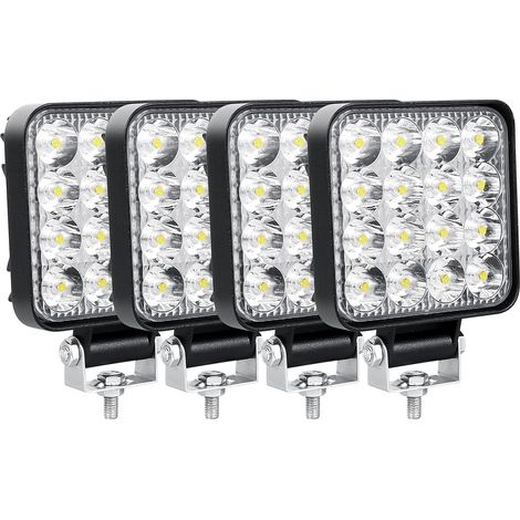 Confezione da 4 luci da lavoro a LED da 8,5 cm 3,4" 48 W, 12 V 24 V, impermeabili, IP67, fendinebbia a LED per auto, camion, trattori, SUV, barche, quad