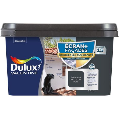 Peinture Ecran+ Multi-Supports Façade - protection 15 ans sur 15 matériaux - Mat Gris Anthracite 2,5 L