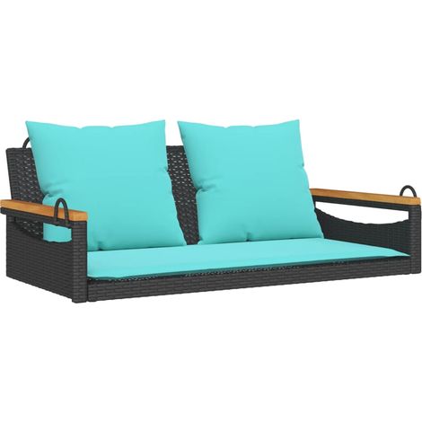 Maison Exclusive - Panchina a Dondolo con Cuscini Nera 109x62x40 cm in Polyrattan