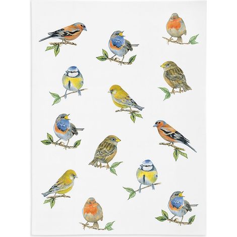 Torchon en coton oiseaux 50 x 70 cm (1/2)