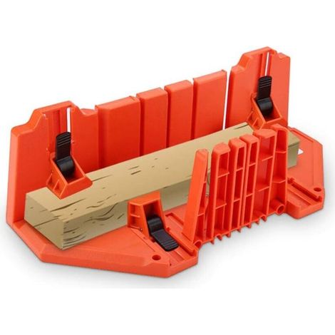 Lntyq Boite a Coupe Onglet Boite a Onglet 14" Boite Ongletoite à Onglets Boîte à Onglets en Plastique pour Tailler le bois, scie à main, outil de travail du bois 35,5cm avec pince