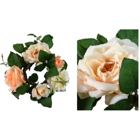 Ghirlanda romantica di rose beige, diametro 20 cm (1/3)