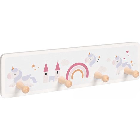 Kindergarderobe mit 4 Haken, MDF und Kiefernholz, 10 x 38 cm (1/5)