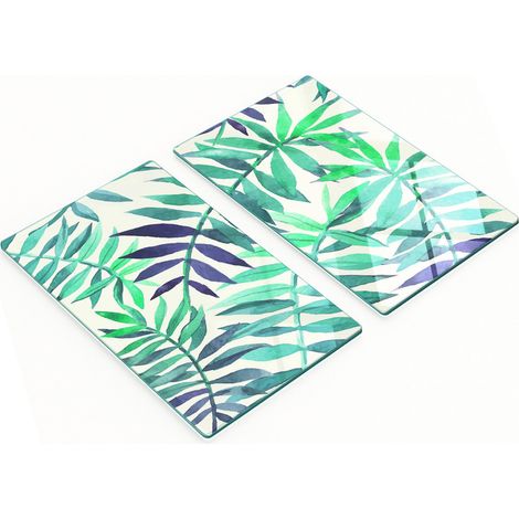Tablas de cortar de cristal para cocina con estampado de hojas tropicales, 2 x 30 x 52 cm.