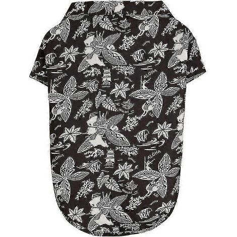 Neue Sommer-Hundebekleidung im Hawaii-Stil: Strandshirts mit Blätterprint für Welpen, kleine und große Katzen, Hunde, Chihuahuas – Kostüm, Haustierkleidung, 16-teilig, schwarz-weiß, mit Blätterprint (1/5)