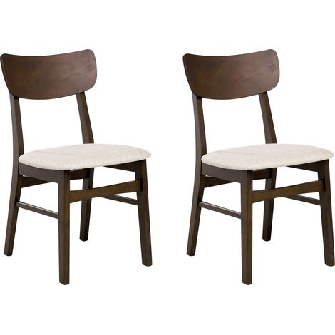 Esszimmerstuhl 2er Set ANOKA Holz Dunkelbraun / Beige