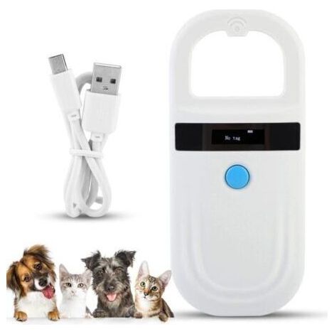 Lecteur D'identification d'animal De Compagnie, Affichage D'étiquette d'animal De Compagnie De Scanner D'identification De Puce d'animal Rechargeable Lecteur Portable RFID EMID pour Animaux (1/5)