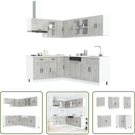vidaXL 11-tlg. Küchenschrank-Set Lucca Betongrau Holzwerkstoff (1/5)
