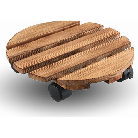 Porte Plante a Roulettes Supports de Pots de Fleurs à Roulettes Roues Silencieuses 360° avec Frein Socle de Rempotage à roulettes Fleurs Bois Massif