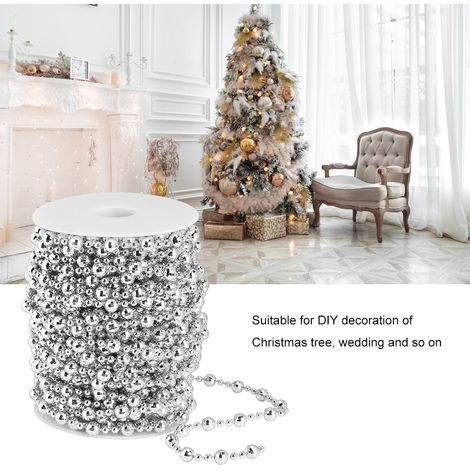 20 m lange silberne Kunstperlengirlande für Weihnachtsdekoration, Hochzeiten, Vorhänge und DIY-Projekte (1/5)