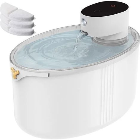 Fontaine a Eau Chat sans Fil,Distributeur Eau Chaton Detecteur Mouvemen-Batterie 4000mAh Chargée, Avec 3 Filtre (1/5)