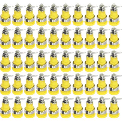 50 prises banane 4mm jaunes, haute performance, matériau résistant, accessoires de test électrique polyvalents (1/5)