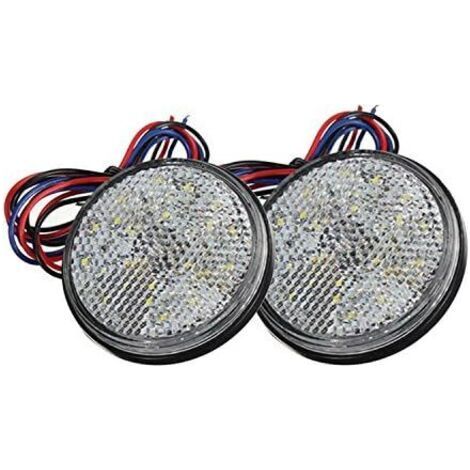LED Trailer Lights, 12V Trailer Tail Light 2PCS Trailer Car Brake Light Round Reflector LED Clearance Light LED for Automotive Motorcycle Truck (White) (1/5)