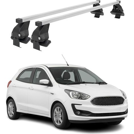 OMAC Dachträger Querträger Stahl für Ford Ka+ 2016-2019 – Abschließbar – City-Crash-getestet – DIN 75302:2019 – ISO/PAS 11154:2006 – Max. 50 kg Silber (1/5)