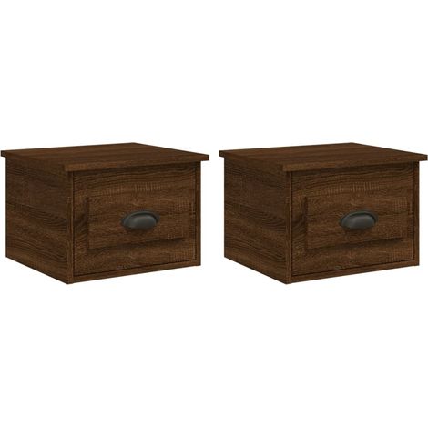 Set di 2 comodini da parete con cassetto 41,5 x 36 x 28 cm in legno ingegnerizzato marrone DEC036058