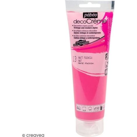 Peinture acrylique - PEBEO - DecoCrème - Rose fuchsia - 120 ml - Mat (1/2)