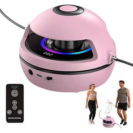 Corde à sauter électronique,machine à sauter intelligente avec télécommande,écran LED,musique Bluetooth pour enfants et adultes (rose) (1/4)