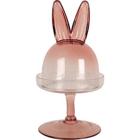 Cloche en verre décorative rose en forme de lapin pour table de Pâques 12x23 cm - PANGIVO