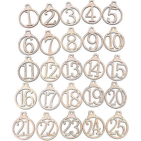 Calendrier de l'Avent en bois 25 étiquettes numérotées 1-25 pour décorations de Noël, étiquettes cadeaux festives pour fêtes à la maison, kit de marquage calendrier (1/5)