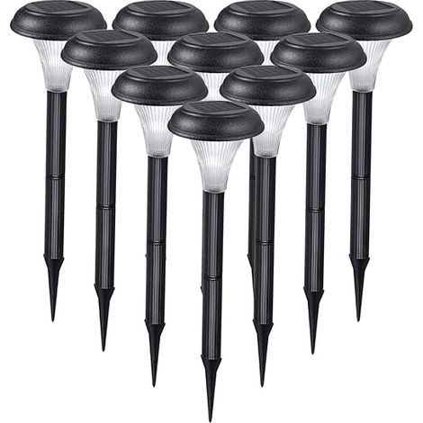 Lampes solaires d'extérieur pour jardin - Lot de 10 lampes ultra-lumineuses - Illuminez vos allées, jardins, massifs, bordures et entrées de garage - Installation sans fil facile - Double joint d'étan (1/5)