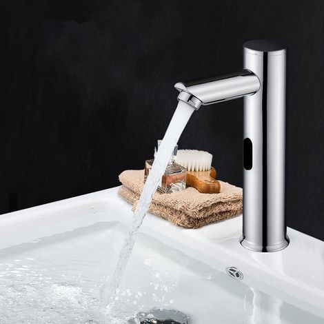 Robinet automatique sans contact pour salle de bain, robinet d'évier de bain alimenté par piles en laiton activé par le mouvement mains libres