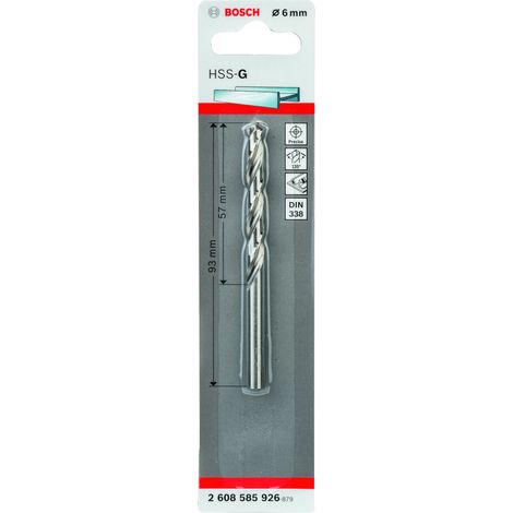 Bosch 1x foret à métaux HSS-G DIN 338 6 x 57 x 93 mm - 2608585926 (1/4)