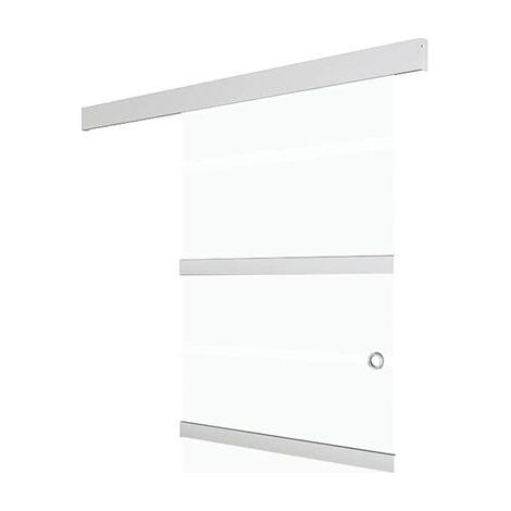 Porte coulissante, verre ESG et alliage d'aluminium, 76 x 212 cm, argent