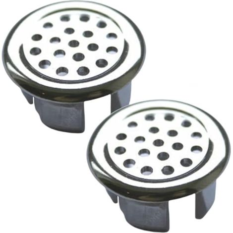 Set di 2 anelli di troppo pieno per lavabo da bagno - Argento - Foro di ricambio cromato