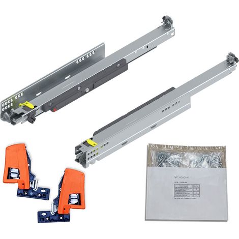 BLUM MOVENTO TIP-ON 760H Schubladenschienen, 520mm Vollauszug 40kg, 1 Paar inkl. Kupplung und Montagezubehör-Set