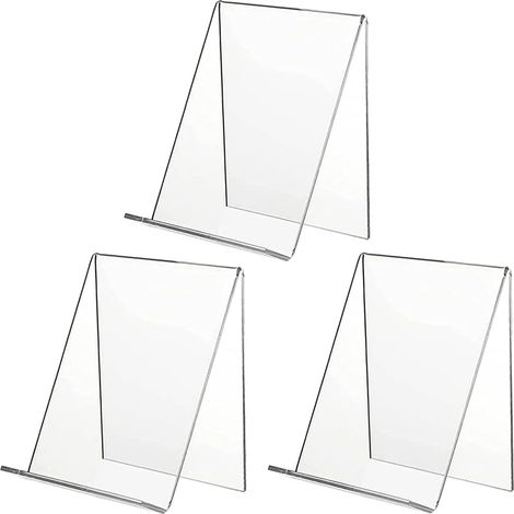 Presentoir Livre Plexiglas, 3 Pièces Support de Livre, Présentoir de Livre En Acrylique, Serre Livre Transparent, Plastique Porte-Livre pour Livre de Dépliants, Affiche Menu, Magazine Brochure (1/5)
