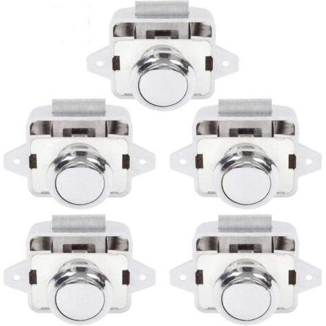 Bouton Poussoir Camping Car - Serrure Loquet Porte Fermeture Placard Bouton pour RV caravane de moteur 5 pièces Argentdyk-alovez