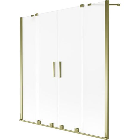 Mexen Velar Duo paravento da vasca da bagno a 2 ante scorrevoli 140 x 150 cm, opaco, oro - 896-140-000-32-50 (1/2)