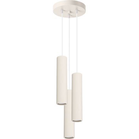 Suspension aluminium L : 19,5 cm H : max. 108 cm Crème GU10 3 flammes Moderne Suspension