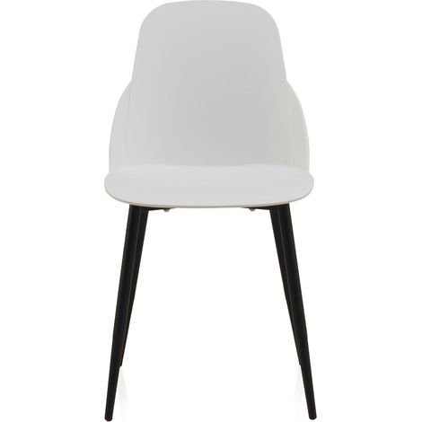 Lot de 4 chaises blanches en PP avec pieds en métal (1/5)