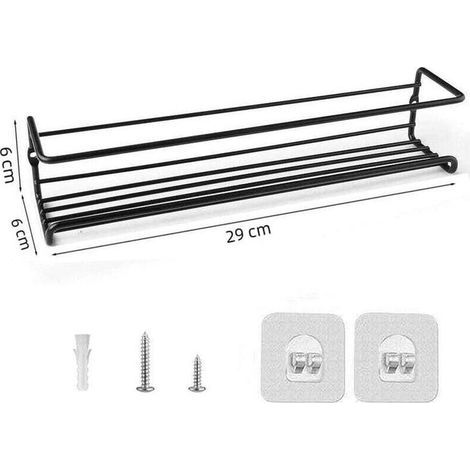 Odipie – Lot de 4 étagères à épices en acier au carbone – Fixation murale avec adhésif ou vis – Dimensions 290x60x60mm – Pour cuisine et garde-manger (1/4)