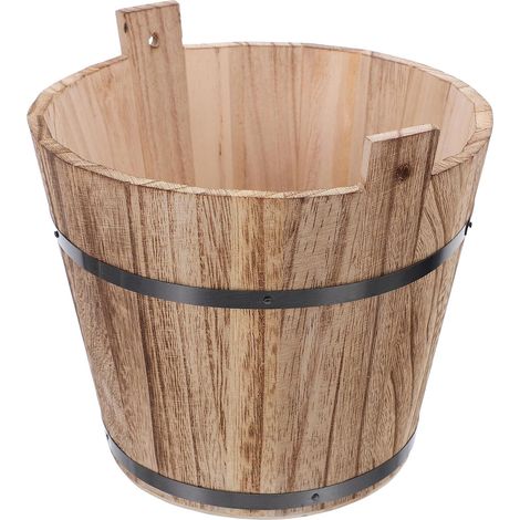 Pot de Fleurs Rustique Bois Jardinière Baril Vintage pour Plantes Succulentes Pot Décoratif Respirant et Stable pour Intérieur et Extérieur (1/5)