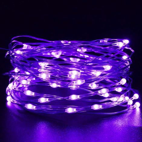 Guirlande lumineuse violette, 3 m (10 pi), 30 LED, décoration d'Halloween, guirlande lumineuse orange à piles pour Halloween et Noël (1/5)