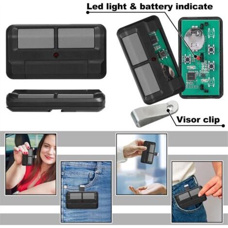 NALOOKAMIC  Télécommande Porte Garage 892LT Double Bouton Apprentissage 2.0 Compatible 972LM 372LM 62LM 974LM Lot de 2